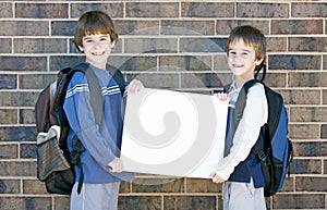 School Kids Holding Blank Sign