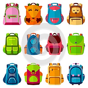 School kids school backpack Back to School rucksack vector illustration