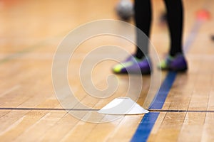 School Kids on Sports Training in Indoor Sports Hall. Physical Education Training Equipment For Youth