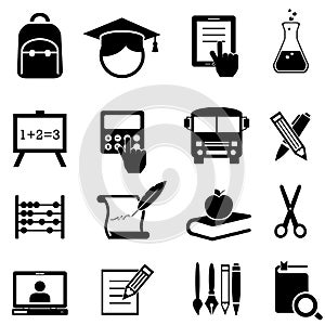 School, learning and education icons