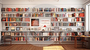 A school library wall mockup with shelves of books Teachers day Wallpapers HD mockups