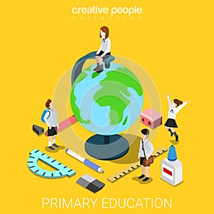 School life geography education globe flat 3d isometric vector