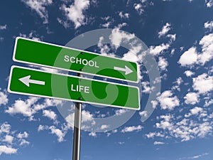 school - life traffic sign on blue sky