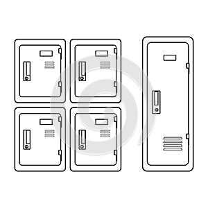School locker line. Vector illustration, icon