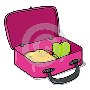 School lunch box illustration on white background