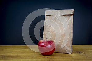 Delicious and healthy school lunch with paper bag