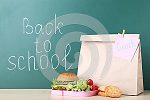 School lunch with paper bag