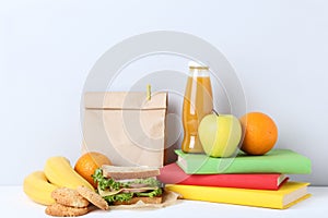 School lunch with paper bag