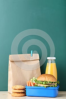 School lunch with paper bag