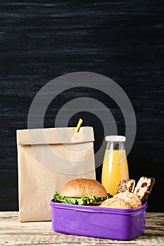 School lunch with paper bag