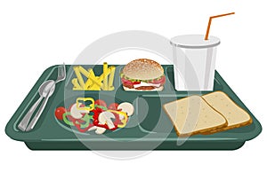 A school lunch tray with copy space