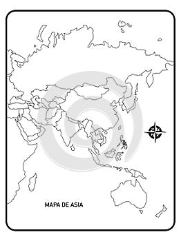 School map of the Asian continent, geography and political division of Asia photo