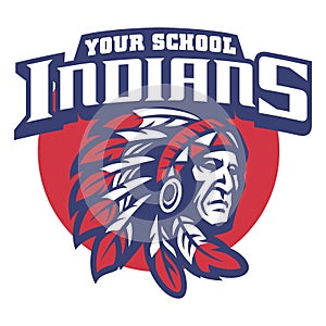 School mascot of indian chief head