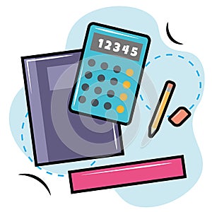 School math supplies. Vector