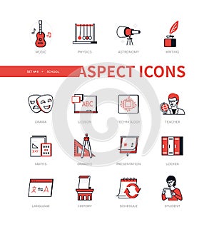 School - modern line design style icon set