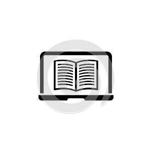 School Notebook Device with Paper Education Book. Flat Vector Icon illustration. Simple black symbol on white background