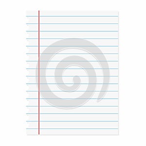 School notebook paper. Blank of note paper. Lined sheet