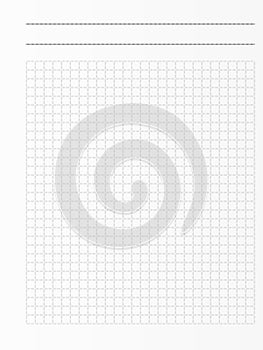 School notebook paper sheet. Exercise book page background. Squared notepad backdrop