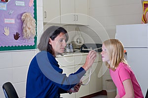 School nurse and patient