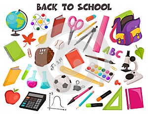 School objects vector collection
