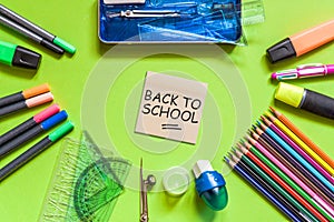 School office supplies. Back to school.