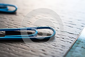 School office supplies on blue background