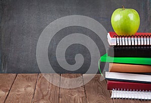 School and office supplies on classroom table