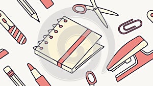 School & Office Supplies Seamless Pattern Vector, vector design Generative AI