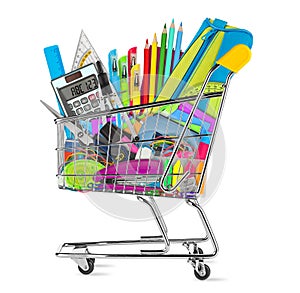 School / office supplies in shopping cart