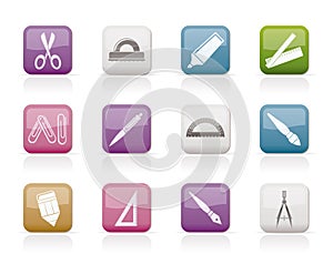 School and office tools icons