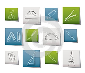 School and office tools icons
