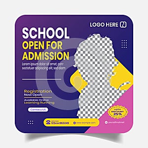 School Open Social Media Post Design Web Banner