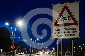 School pedestrian crossing road sign