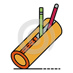 School pencil box icon color outline vector