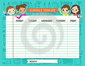 School plan schedule template memos set for children photo