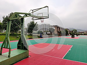 School playground and classroom