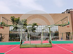 School playground and classroom