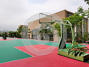 School playground and classroom