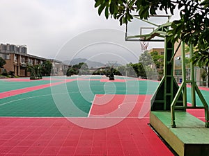 School playground and classroom