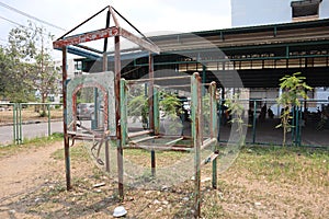 The school playground is deteriorating. It is dangerous.