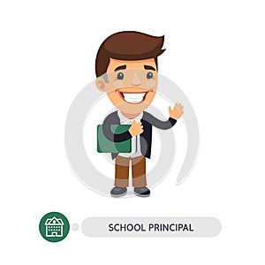 School Principal Flat Cartoon Character