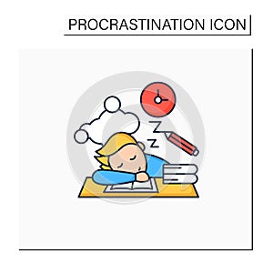 School procrastinating color icon photo