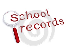 School records with magnifying glass