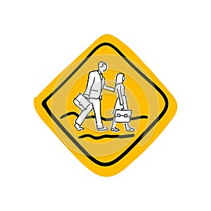 School road warning sign vector illustration sketch hand drawn w