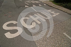 School route marking in german Schule on the road