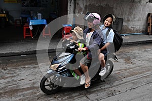 School Run by Motorbike