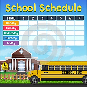 School schedule timetable with student items