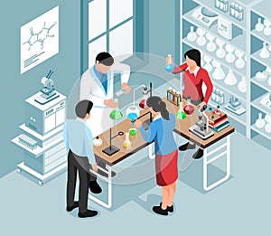 School Science Lab Isometric Background