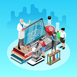 School Science Lab Isometric Illustration