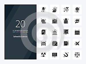 20 School And Science Solid Glyph icon for presentation